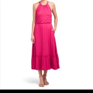 Rachel Zoe Blousen Halter Pink Fuchsia Midi Dress S